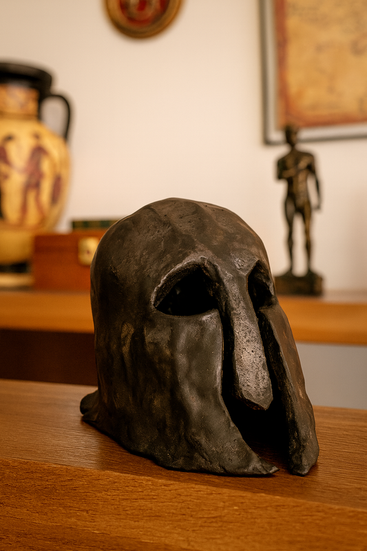 Scultura Ceramica - Elmo Greco Nero Metallico