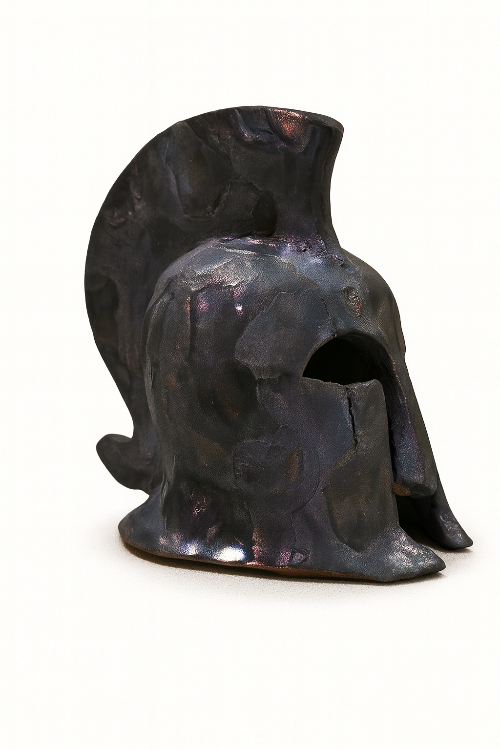 Scultura Ceramica - Elmo Greco con Cimiero Nero Metallico