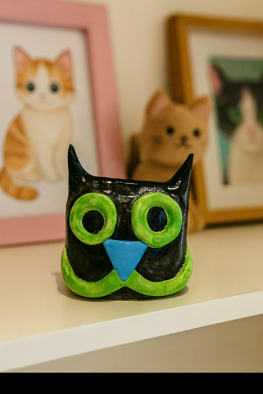 Scultura Ceramica - Mostri Divertenti - Gattino Nero