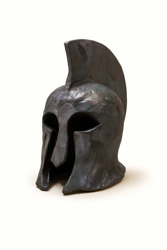 Scultura Ceramica - Elmo Greco con Cimiero Nero Metallico