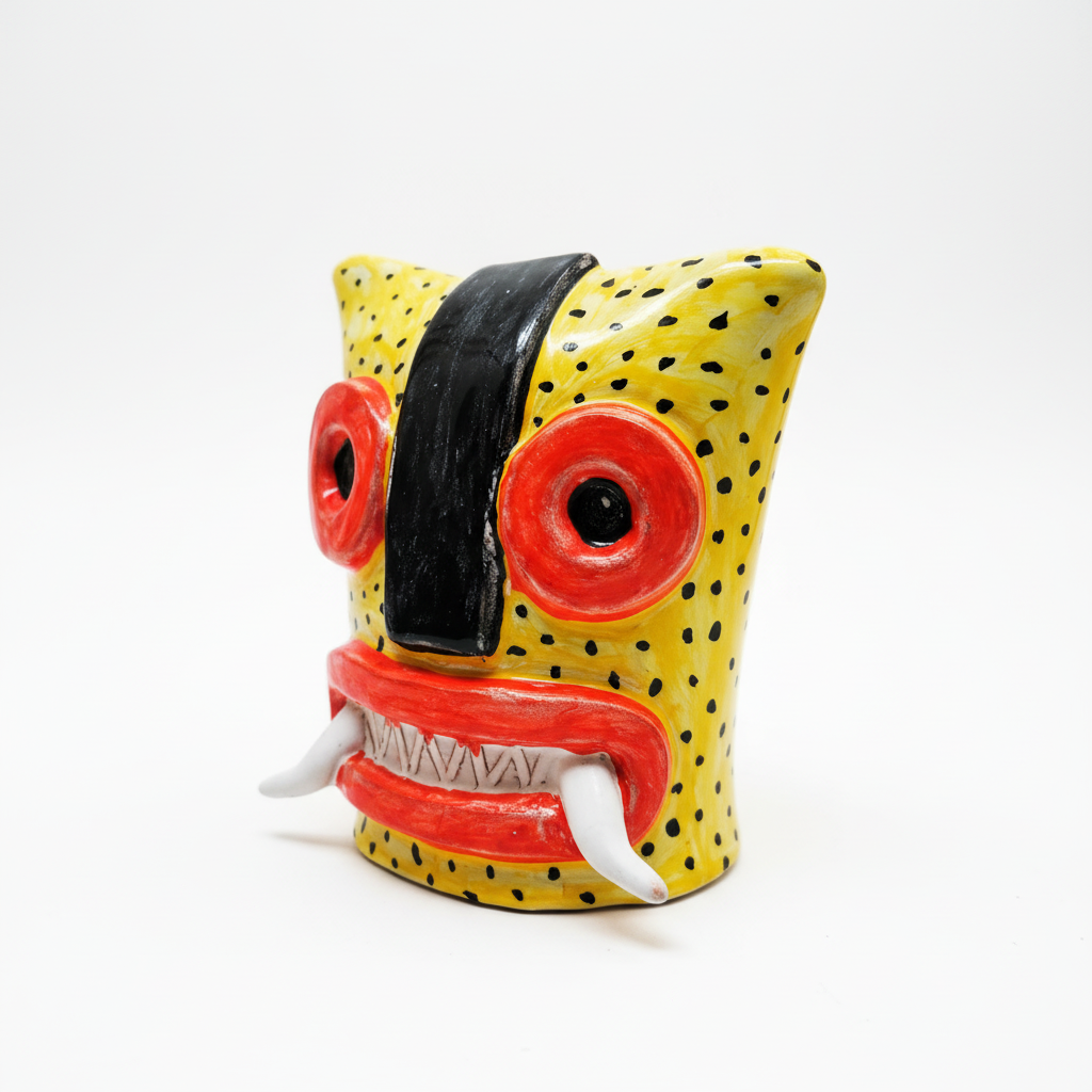 Tecuani (Giaguaro) Senza Orecchie - Scultura in Ceramica - Ispirazione Messicana