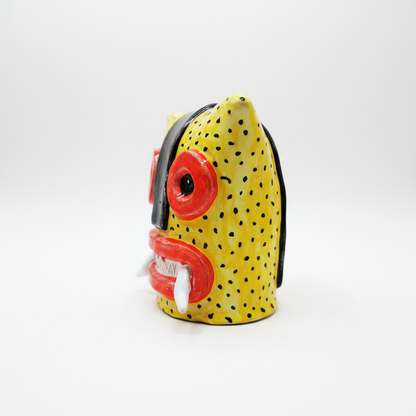 Tecuani (Giaguaro) Senza Orecchie - Scultura in Ceramica - Ispirazione Messicana