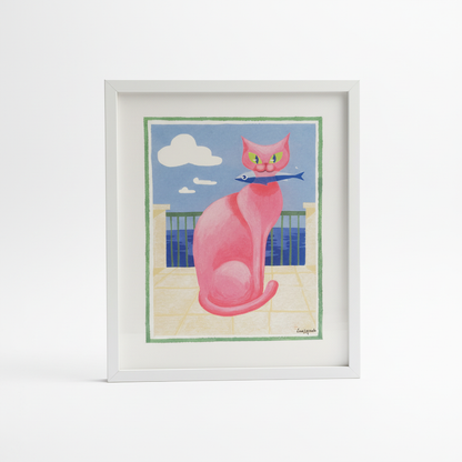 Gatto rosa - sfondo bianco