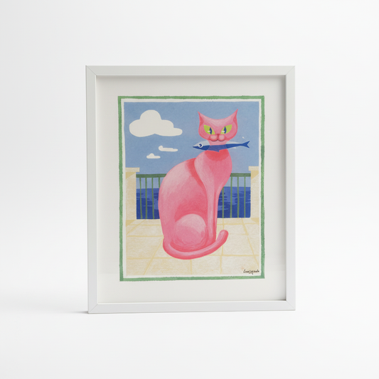 Gatto rosa - sfondo bianco