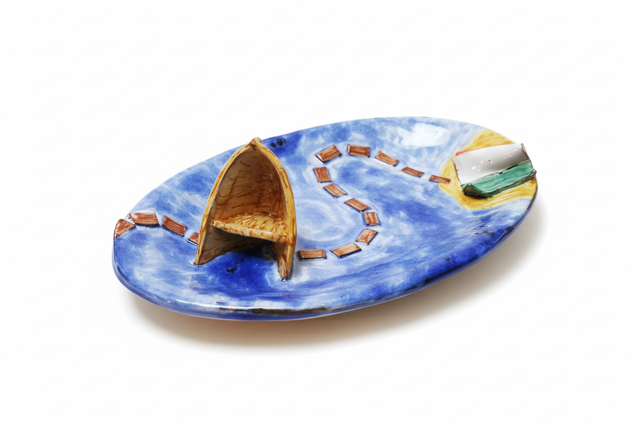 Piatto ceramica mare - tre quarti