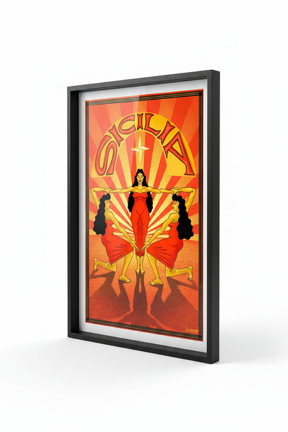 Poster incorniciato su sfondo bianco