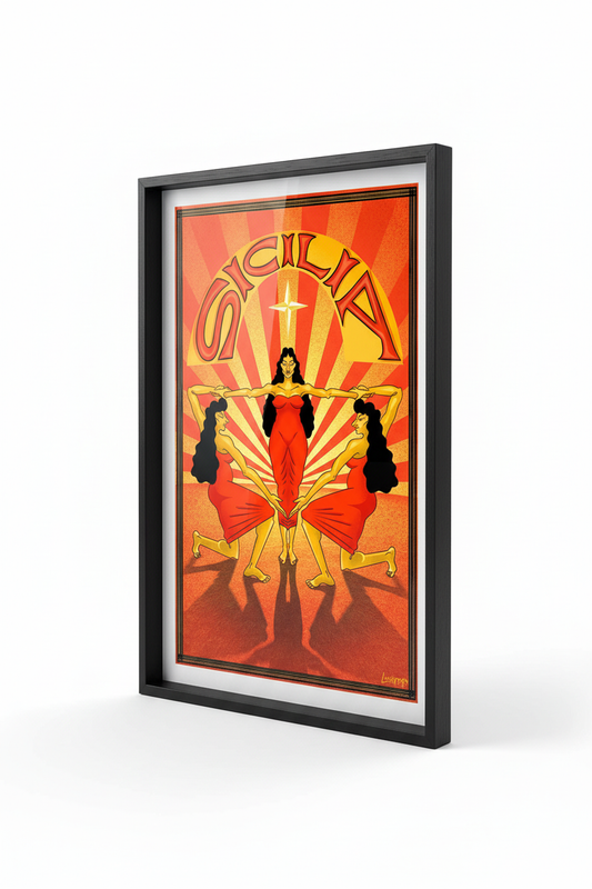 Poster incorniciato su sfondo bianco