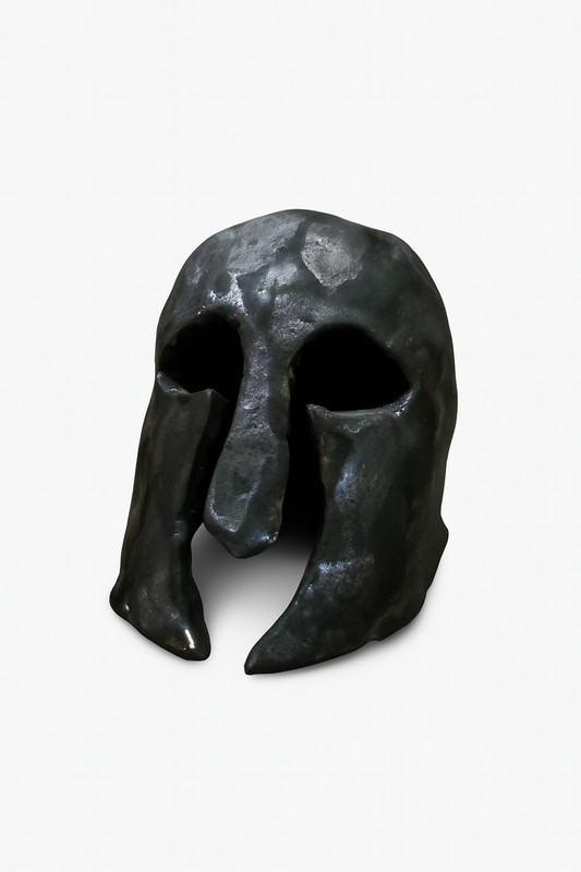 Scultura Ceramica - Elmo Greco Nero Metallico