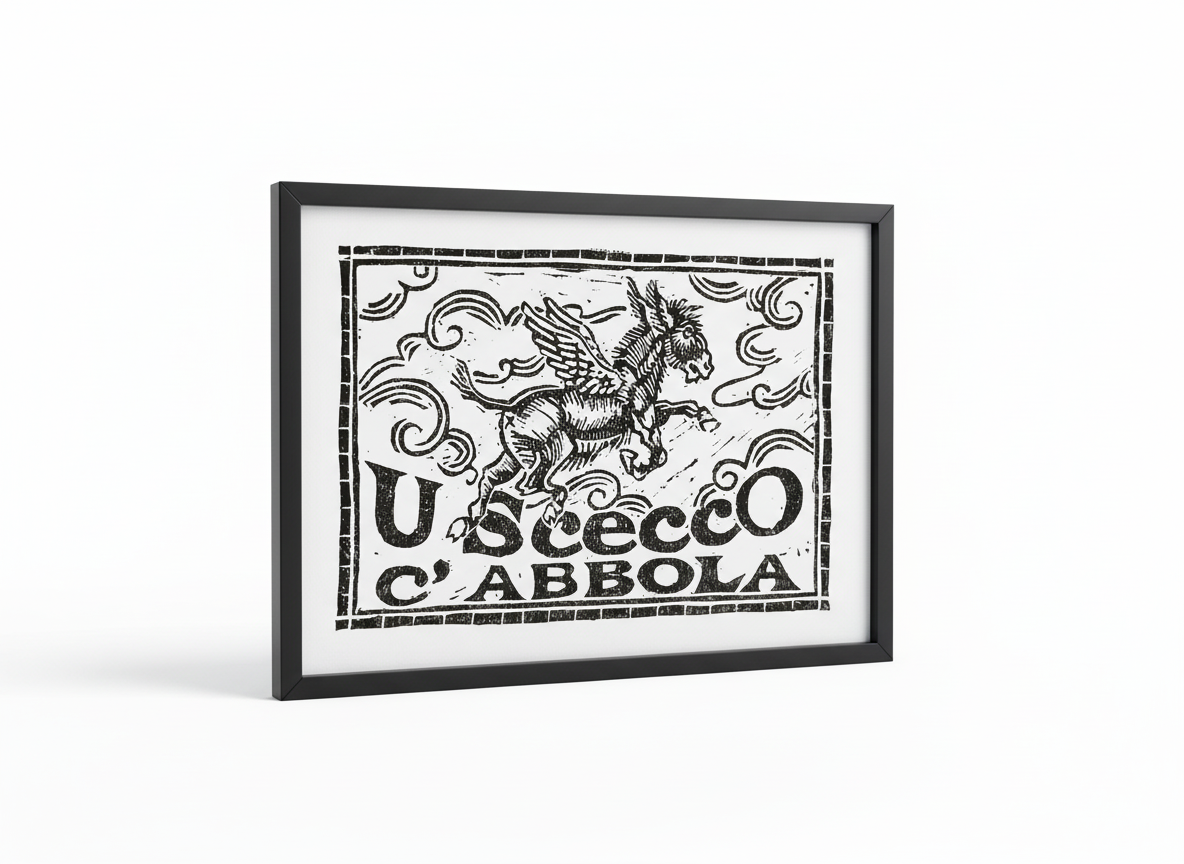 Stampa U Scecco c'Abbola incorniciata 18x24cm