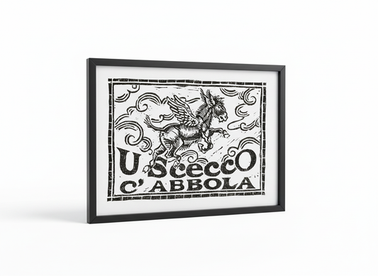 Stampa U Scecco c'Abbola incorniciata 18x24cm