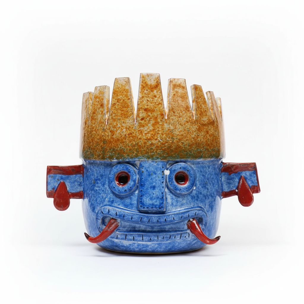 Vaso Tlaloc - Scultura in Ceramica - Ispirazione Messicana