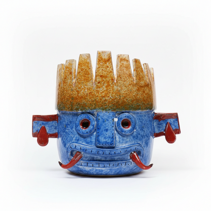 Vaso Tlaloc - Scultura in Ceramica - Ispirazione Messicana