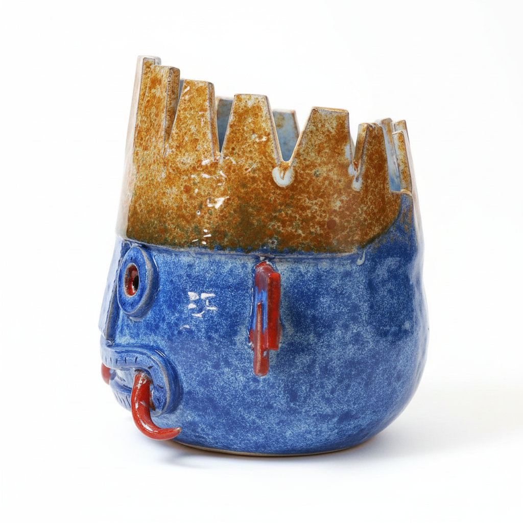 Vaso Tlaloc - Scultura in Ceramica - Ispirazione Messicana