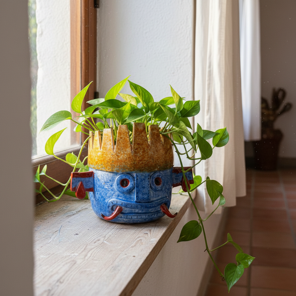 Vaso Tlaloc - Scultura in Ceramica - Ispirazione Messicana