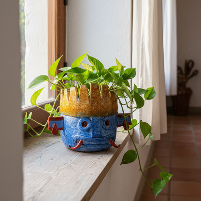 Vaso Tlaloc - Scultura in Ceramica - Ispirazione Messicana